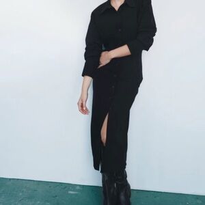 Zara Black Button-Up Dress